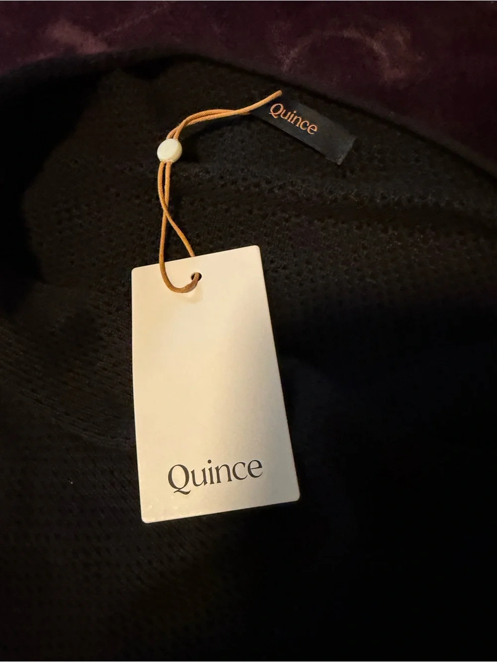 Quince Cotton Cashmere Black Women's Knit Poncho - Picture 3 of 4